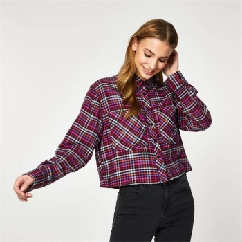 Image of Jack Wills Cropped Check Shirt - Purple Check