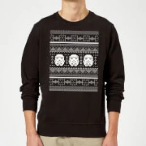 Image of Star Wars Christmas Stormtrooper Knit Black Christmas Sweatshirt - S - Black