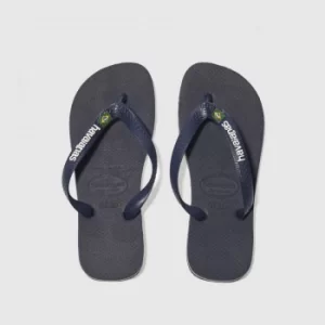 Image of Havaianas Navy Brasil Logo Sandals Junior