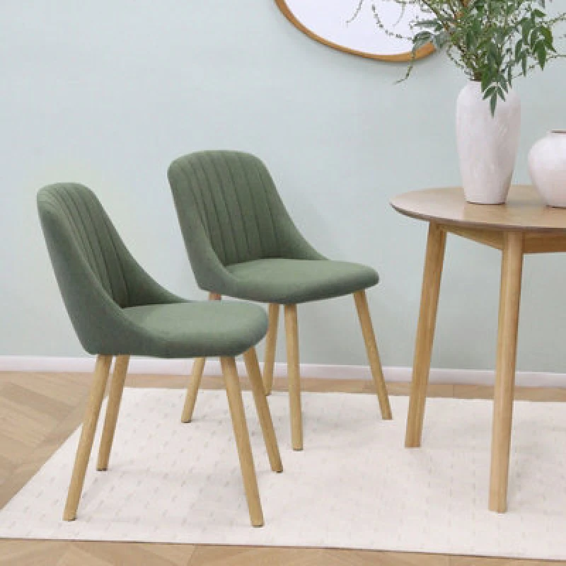 Image of Home Garden Direct Emilia - Dining Chairs in Premium Textured Linen (Set of 2) in Green Green Unisex