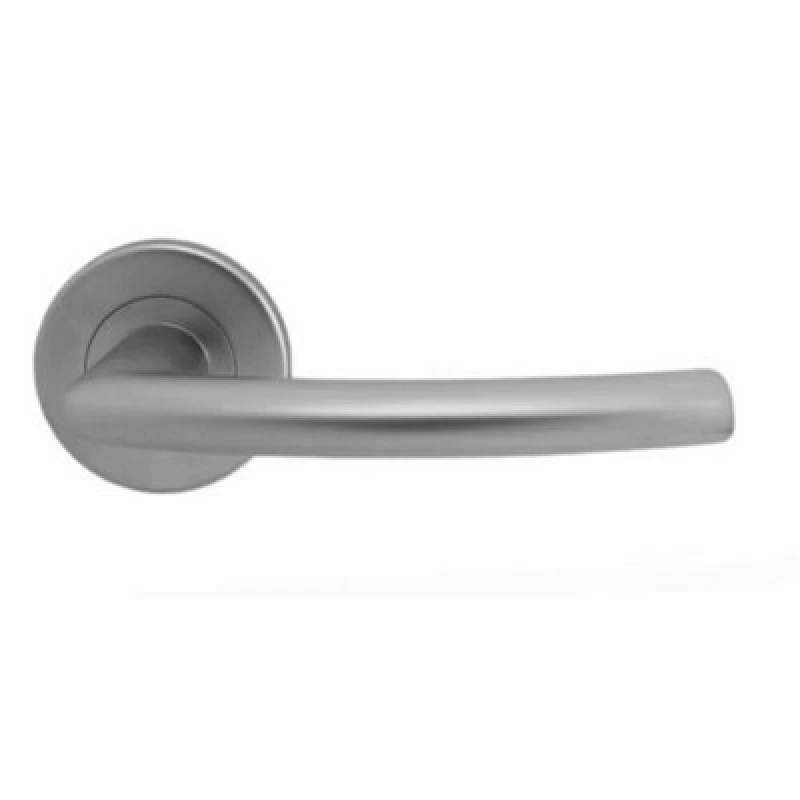 Image of Loops PAIR Oval Shaped Curved Bar Handle Concealed Fix Round Rose Satin Chrome Multi