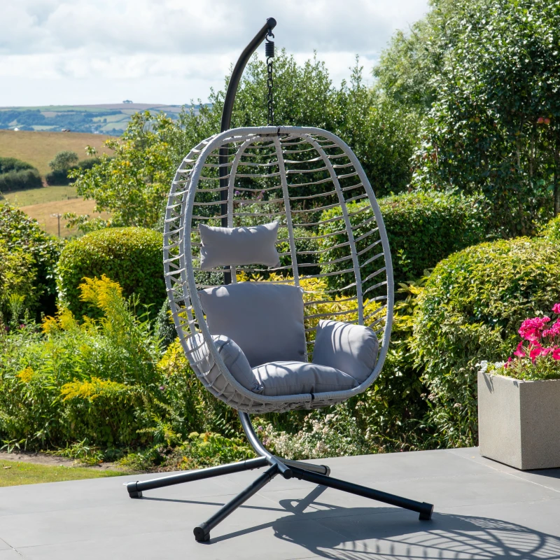Image of Artemis Home Wilton Hanging Swing Single Egg Pod Chair in Light Grey Light Grey Unisex