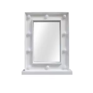 Image of Dressing Table Make Up Mirror with Hollywood LED Light 30 x 38cm White - TJ Hughes