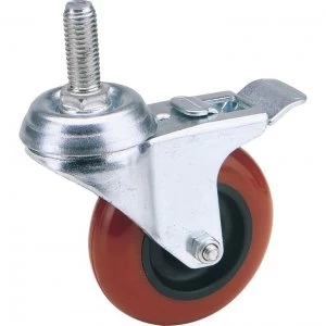 Image of Draper Swivel Bolt Fixing Polyurethane Wheeled Castor and Brake 100mm