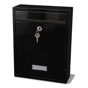 Image of G2 Trent Post Box Wall Mounted Steel 2 Keys Fixing Kit A4 Slot Black