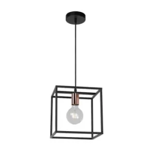 Image of Lucide Arthur Modern Cube Pendant Light 1xE27 Black