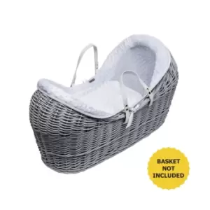 Image of Kinder Valley - White Dimple Pod Moses Basket Bedding Set Dressings with Fleece Lined Coverlet & Full Body Surround - White