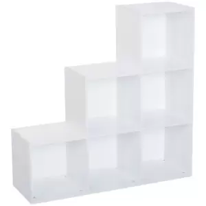 Image of Homcom 6 Cube 3 Tier Ascending Shelving Storage Bookshelf White