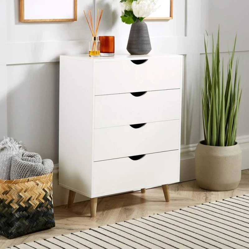 Image of Home Source Boden 4 Drawer Chest Bedroom Storage Unit White