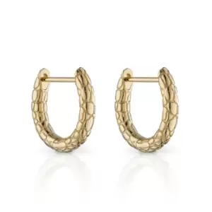 Image of JG Signature 9ct Gold Snake Skin Texture Hoop Earrings