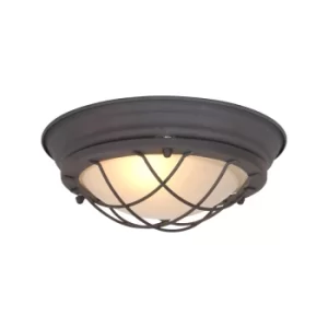Image of Lisanne Flush Ceiling Light Brown Rust, Glass Transparent Edited