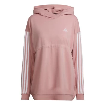 Image of adidas Essentials Cotton 3-Stripes Hoodie (Maternity) Wom - Wonder Mauve / White