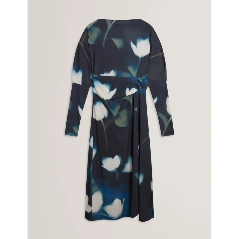 Image of Ted Baker Womens Print Wrap Dress Navy female 8 (XS)