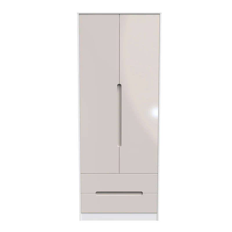 Image of Turin 2 Door 2 Drawer Wardrobe In Kashmir Gloss & White (Ready Assembled)