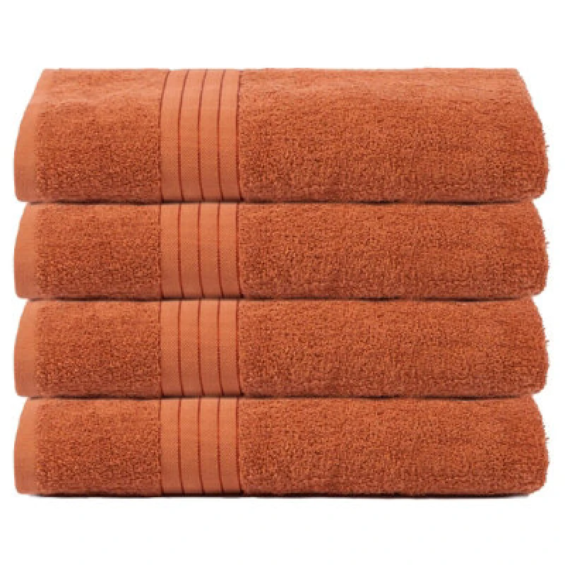 Image of OHS OHS 4 Pack of 100% Cotton Bath Sheet Bathroom Towel in Burnt Orange Burnt Orange Bath Sheet Unisex 5027434202614