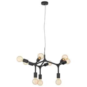 Image of Pendant Ceiling Light 9 Bulb Colour Black Arms & Lamp Holders Bulb E27 9x60W
