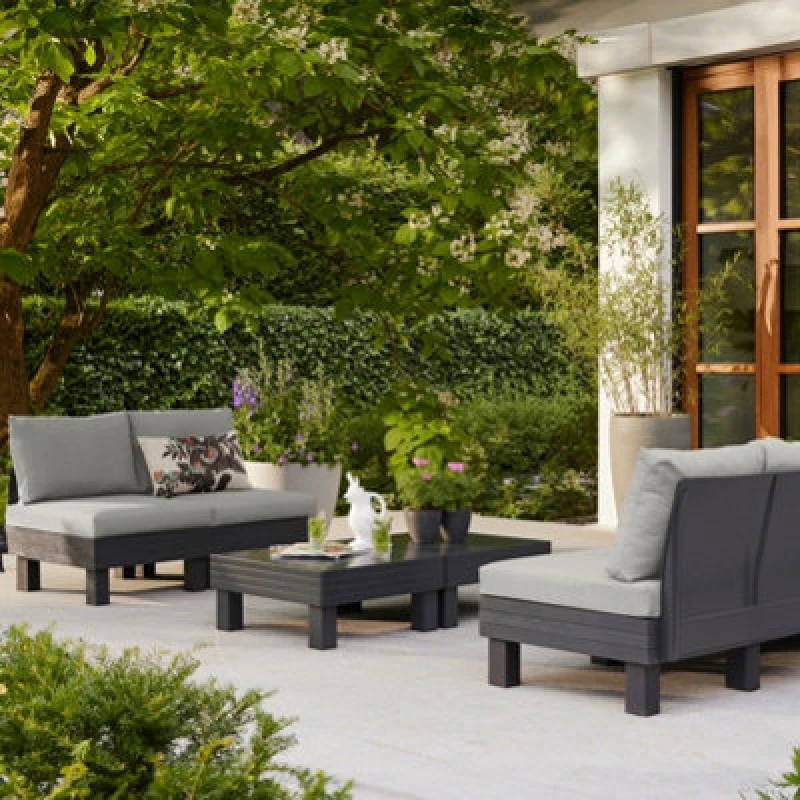 Image of Keter Elements 4-seater Modular Lounge Set / FR Cushions, Grey 259898