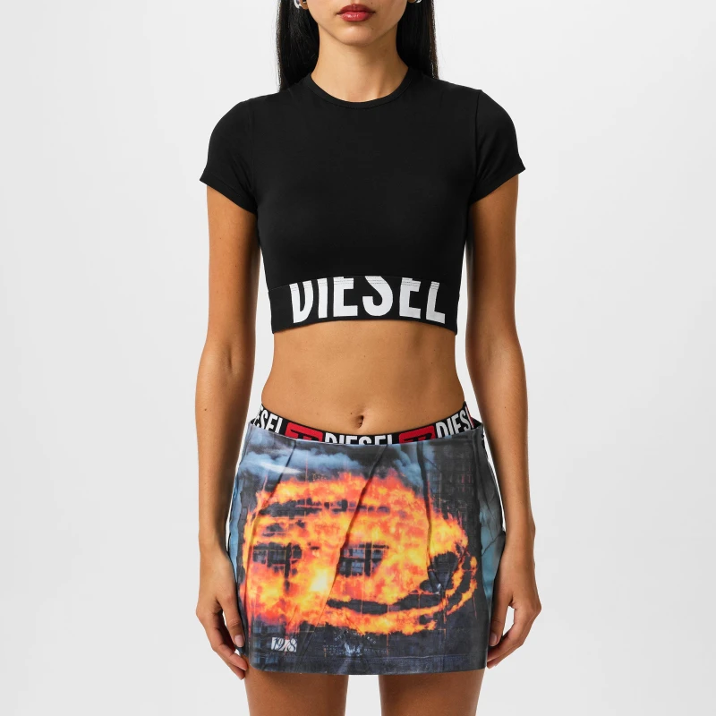 Image of Diesel Uftee-sport Cropped T-Shirt Black female 10
