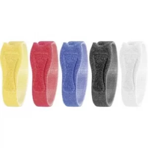 Image of TOOLCRAFT KL12X200BC Hook-and-loop cable tie for bundling Hook and loop pad (L x W) 200 mm x 12mm White, Black, Blue, Red, Yellow 20 pc(s)