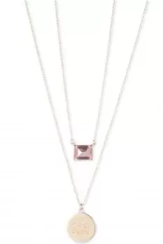 Image of Ladies Lauren Ralph Lauren Double Pendant Stone/Crest Necklace 14N00219