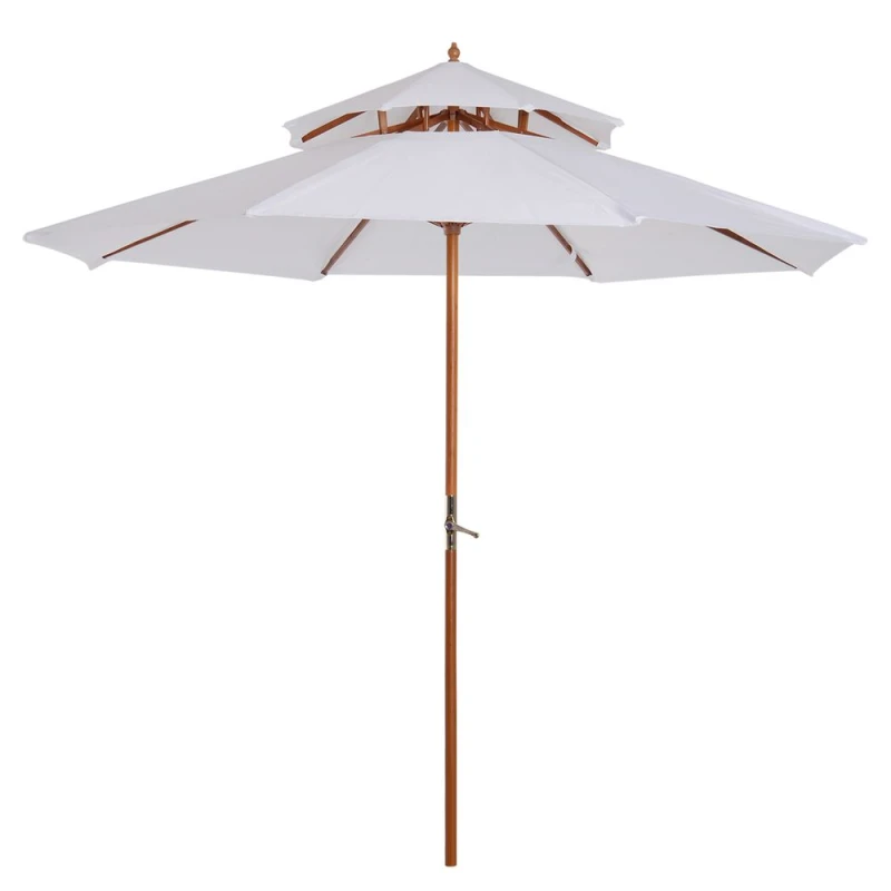 Image of Outsunny 2.7m Double Tier Parasol - Cream 840-025CW
