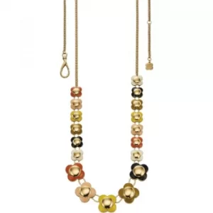 Image of Ladies Orla Kiely Multi colour gold Long Flower Necklace