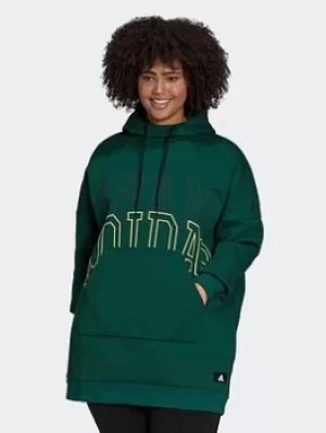 Image of adidas Sportswear Oversize Fleece Hoodie (plus Size), Green, Size 2X, Women