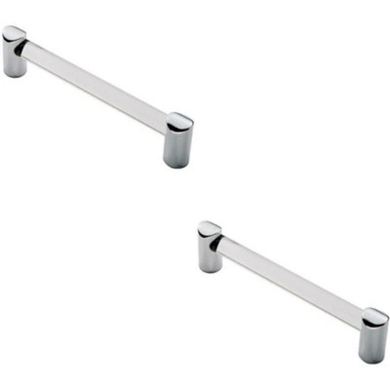 Image of Loops 2x Round Tube Pull Handle 148 x 16mm 128mm Fixing Centres Clear & Chrome Multi unisex