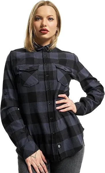Image of Brandit Amy Flannel Checkshirt Flanel Shirt Black grey XL Women