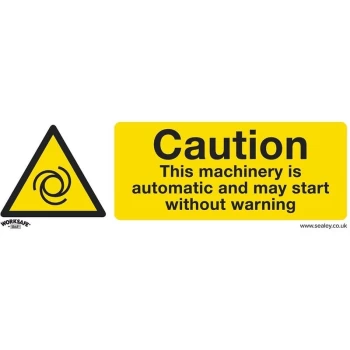 Image of SS47P10 Warning Safety Sign - Caution Automatic Machinery - Rigid Plastic - Pack of 10 - Sealey