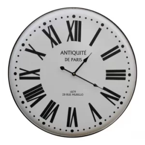 Image of Vintage French Style White Metal Clock, 62cm
