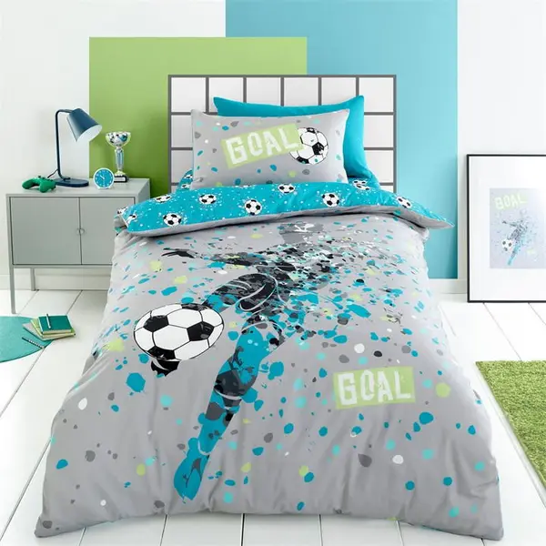 Image of Bedlam Goal Reversible Duvet Cover Set Duvet Cover Sets Single Grey 41870802010