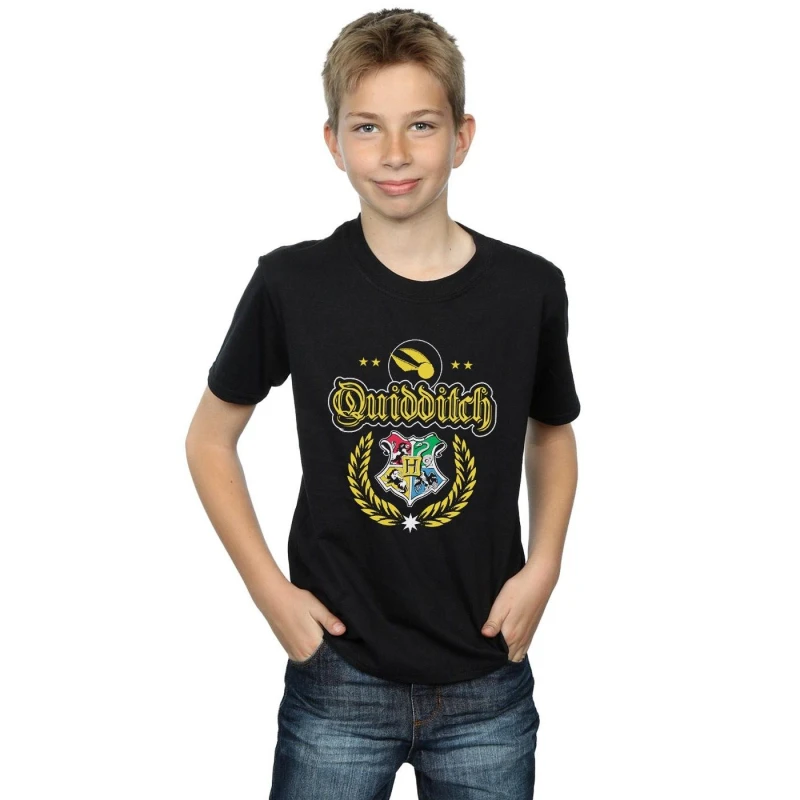 Image of Harry Potter Quidditch Crest T-Shirt Black male