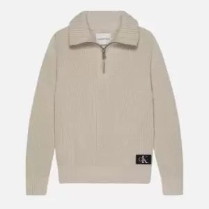 Image of Calvin Klein Boys' Zip Up Intarsia Sweatshirt - Eggshell - 16 Years