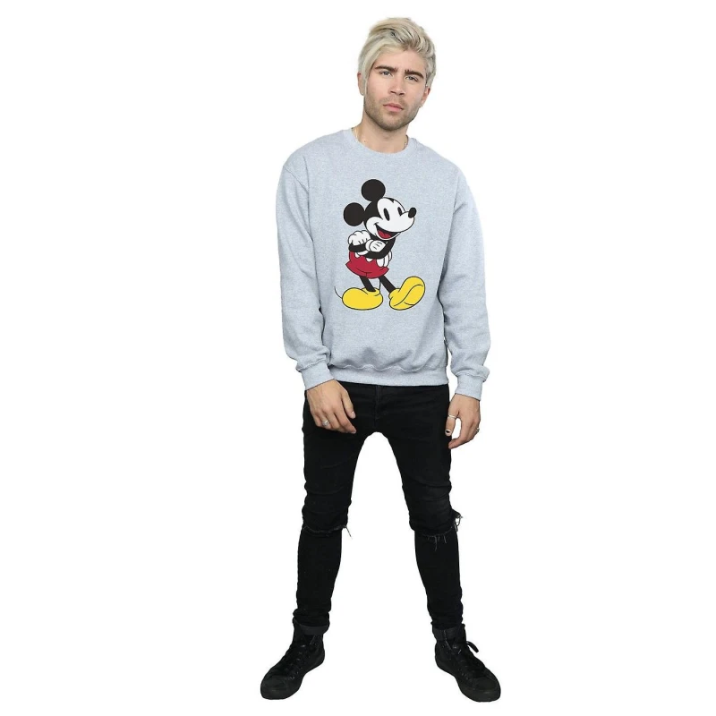 Image of Disney Men Classic Mickey Mouse Sweatshirt in Grey Size: Small Grey S Male 5063300599488