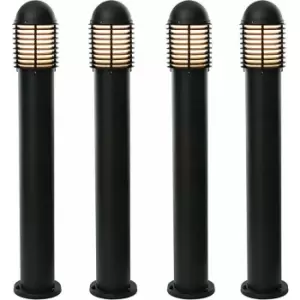 Image of Loops - 4 pack Outdoor IP44 Bollard Light Matt Black 1000mm Lamp Post Garden Driveway