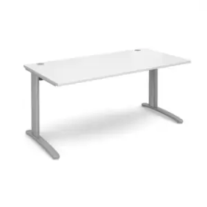 Image of Office Desk Rectangular Desk 1600mm White Tops With Silver Frames 800mm Depth TR10