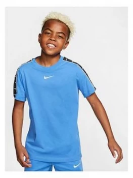 Image of Nike Sportswear Older Boys Swoosh Tape T-Shirt - Blue