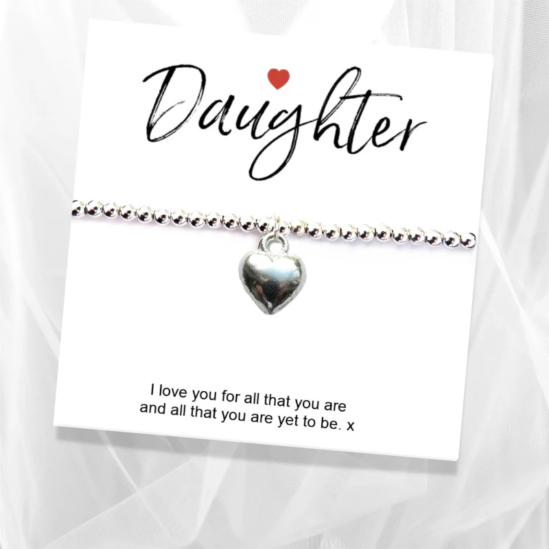 Image of Aye Do Gifts Daughter Gift Card with Heart Charm Bracelet 00614 Silver female One Size