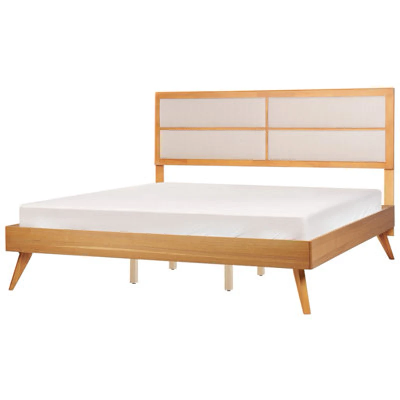 Image of Beliani Bed Poissy 180 X 200 Cm (Eu Super King) Natural Ash Wood