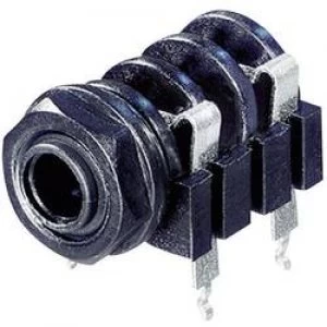 Image of 6.35mm audio jack Socket horizontal mount Number of pins 2 Mono Black Rean AV NYS 2192