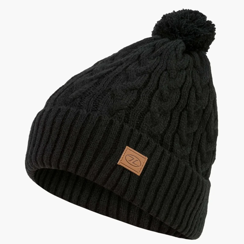 Image of Beanie Highlander Beira lined bobble Noir Unisex TU