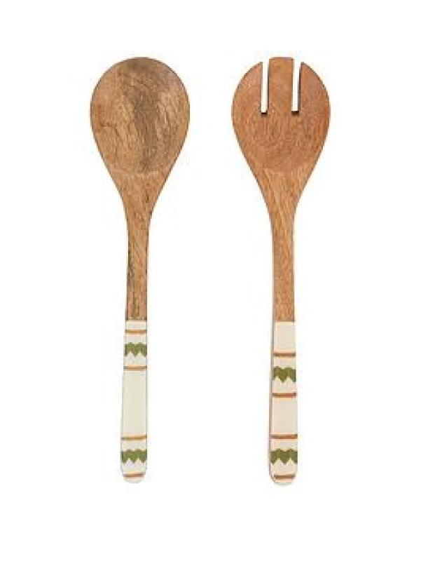 Image of Crossland Grove Iris Wooden Salad Servers, Brown 5.06109E+12