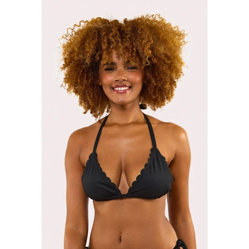 Image of Peek and Beau Fuller Bust Scallop Triangle Bikini Top Black female 10D/DD