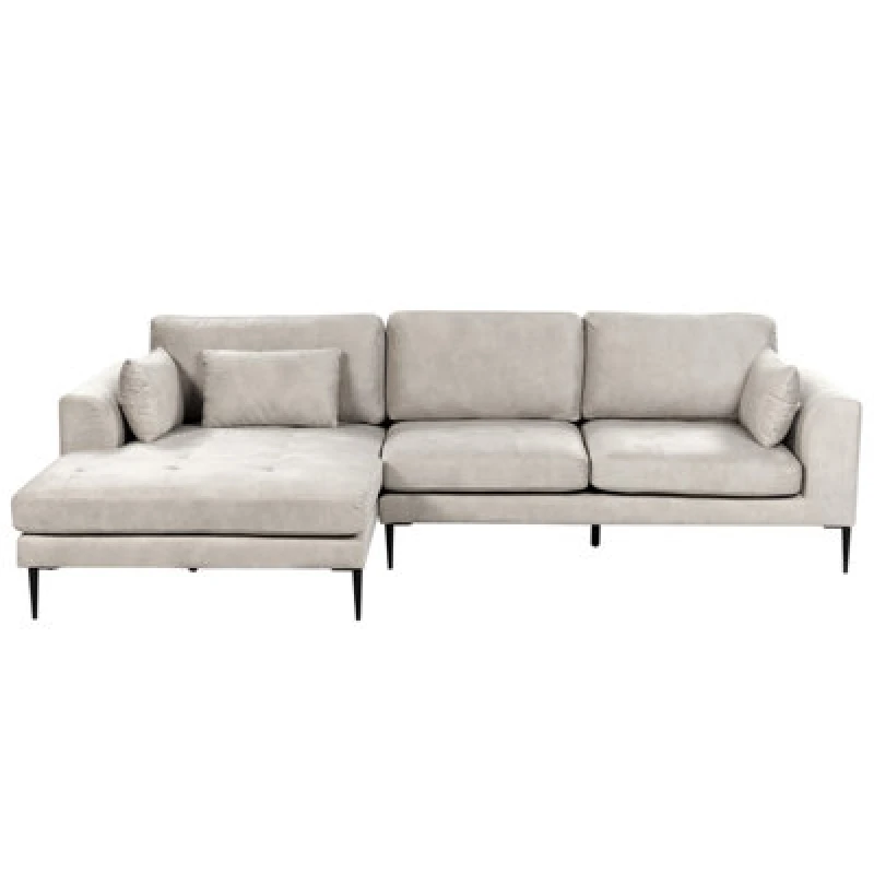 Image of Beliani Corner Sofa 3 Seater Flam Velvet Grey Right Hand