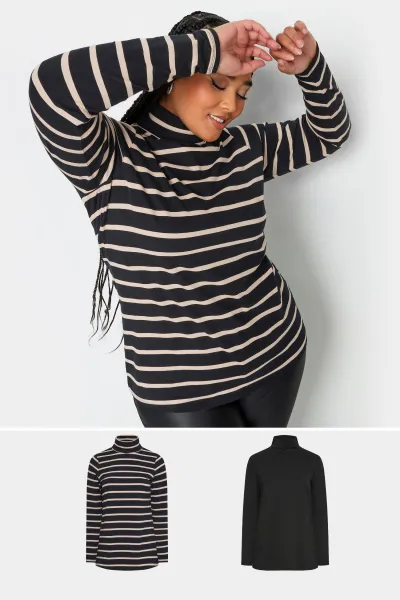 Image of Stripe Turtle Neck Tops
