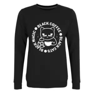 Image of Grindstore Womens/Ladies Black Cats Black Magic Black Coffee Jumper (XXL) (Black)