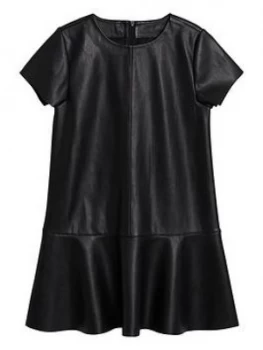 Image of Mango Girls Pu Short Sleeve Dress - Black