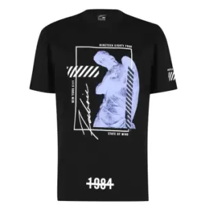 Image of Fabric Graphic T-Shirt - Black