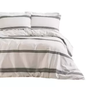 Image of The Linen Yard Osman Duvet Cover Set (Single) (Ecru/Grey)